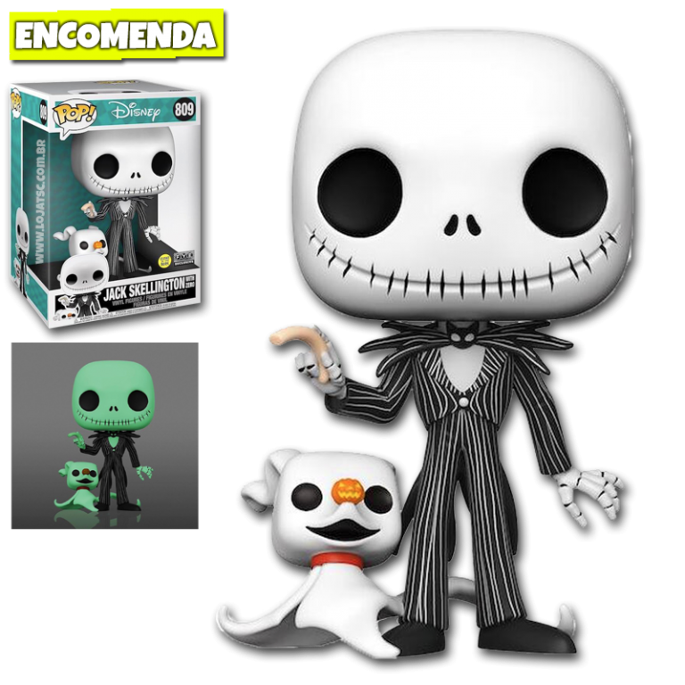Funko Pop! O Estranho Mundo de Jack Jack Skellington com Zero 809 GITD Loja TSC