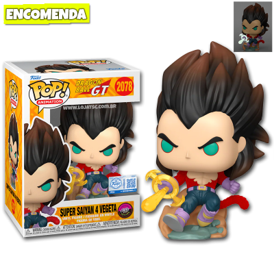 PRÉ-VENDA: Funko Pop! Dragon Ball GT - Super Saiyan 4 Vegeta 2078 CHASE FLOCKED